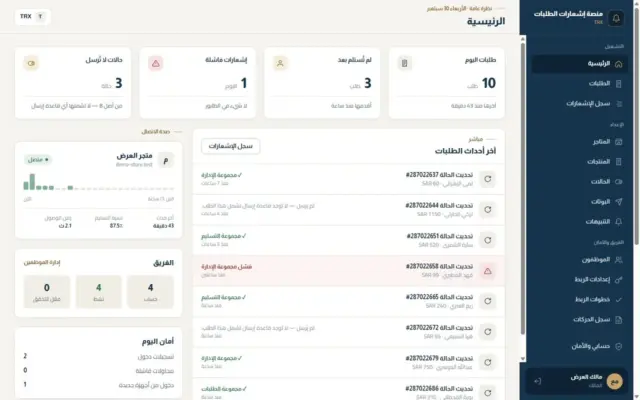 منصة إشعارات الطلبات